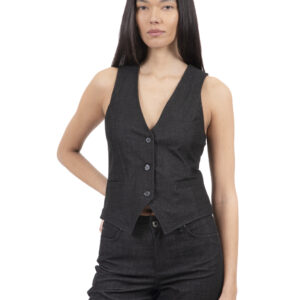 GILET IN DENIM NERO RCFW25054